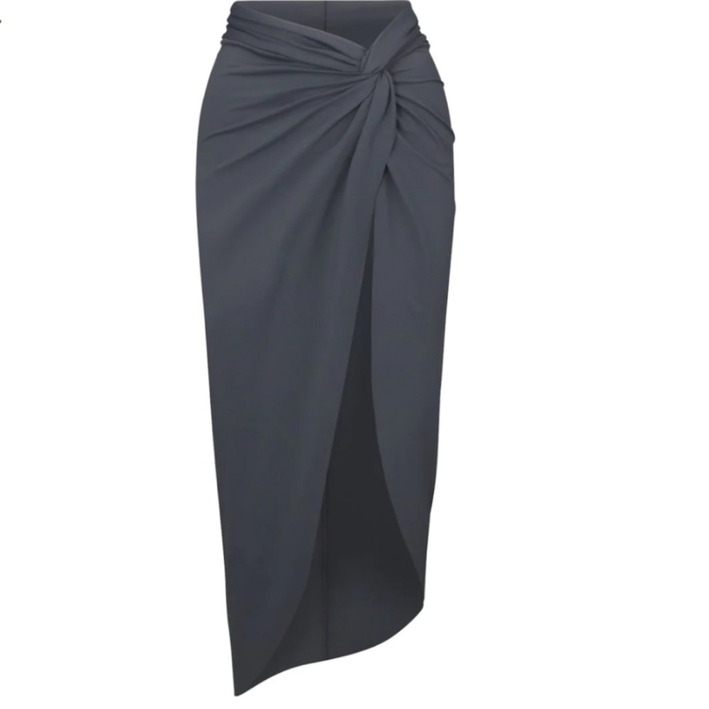 SKIMS NWT Swim Sarong Skirt - Gunmetal